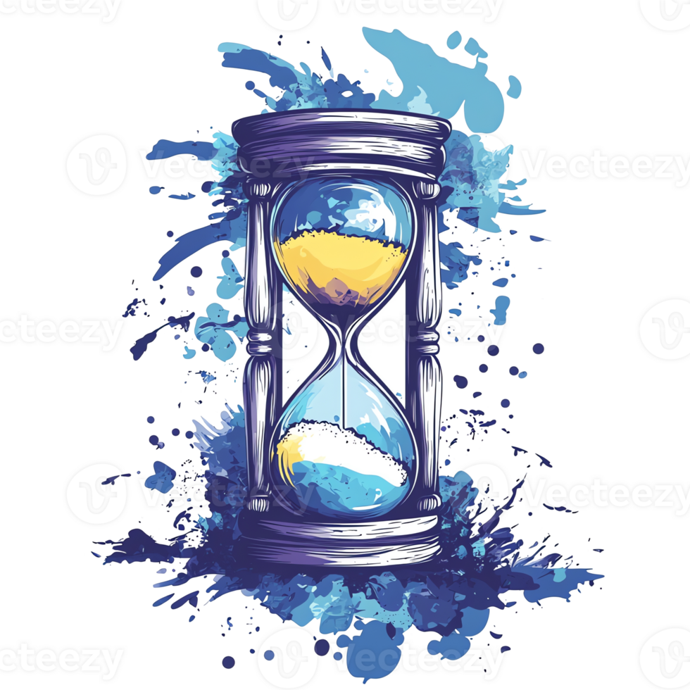 Hourglass Abstract Art Time, Sand, Blue png