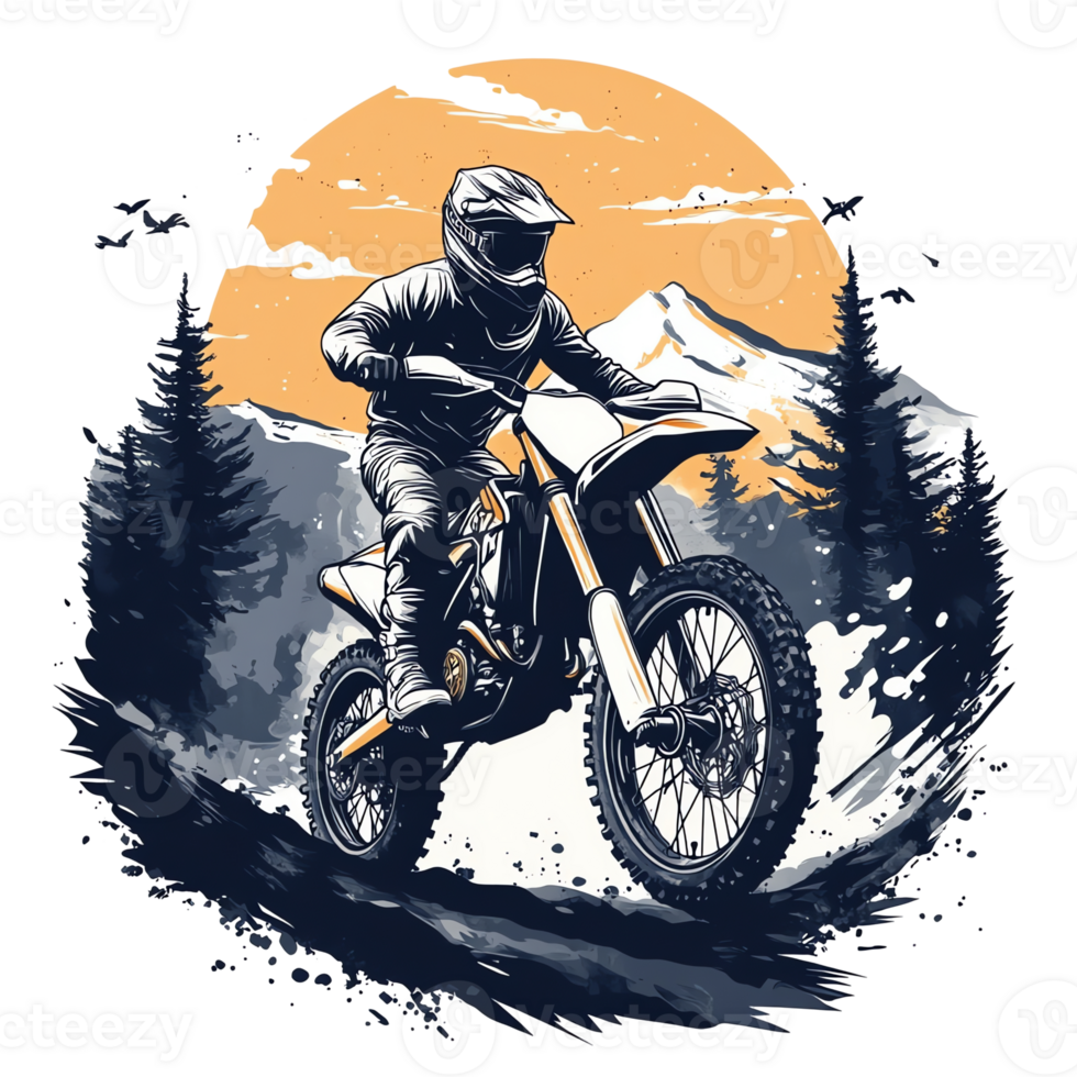 scene motocross rider on a dirt bike in the forest png