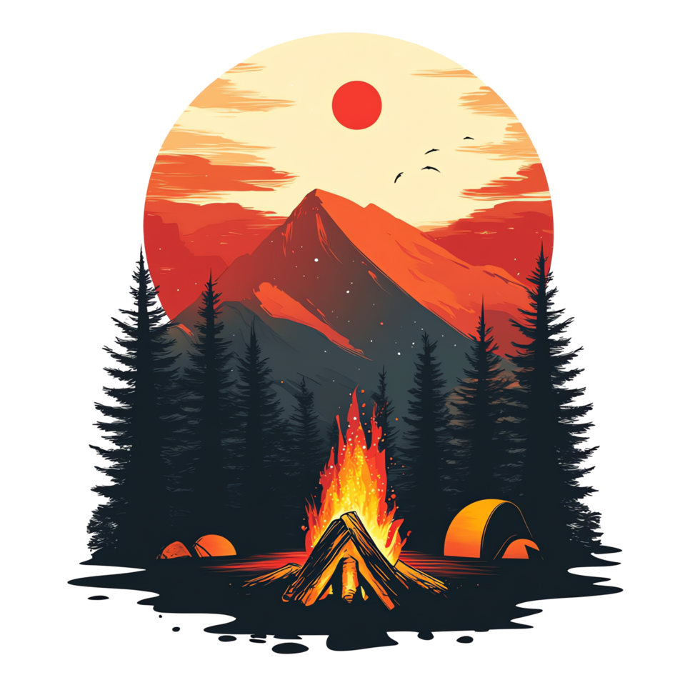 Campfire Sunset Mountain Majesty png