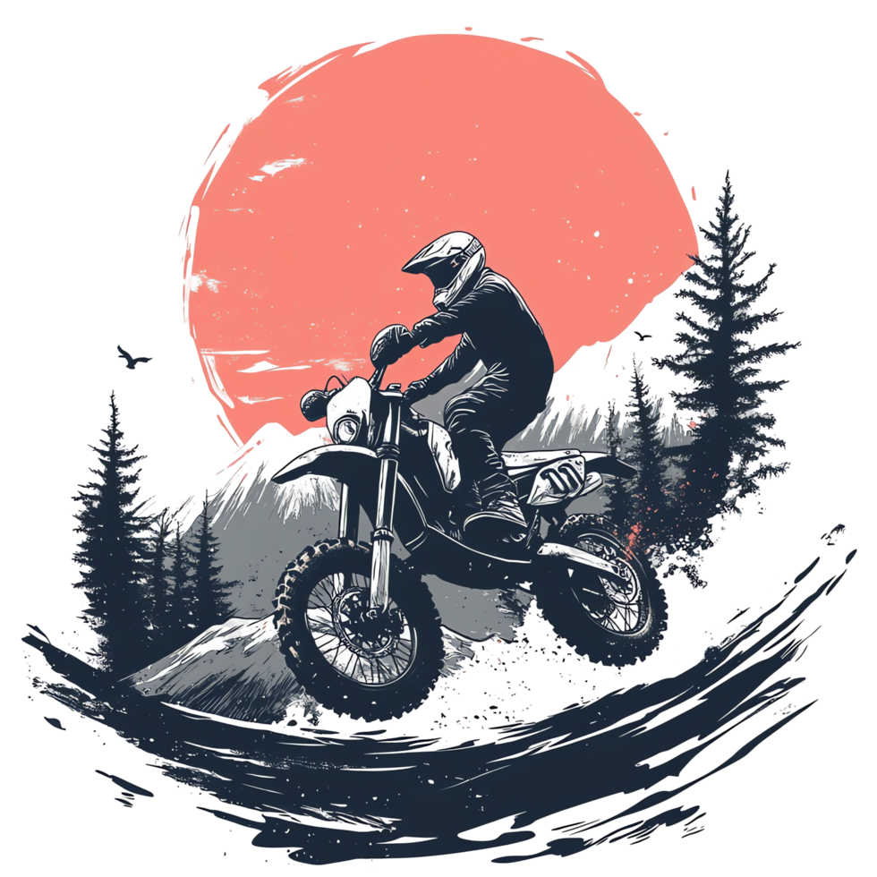 Motocross Sunset Ride t shirt design concept png