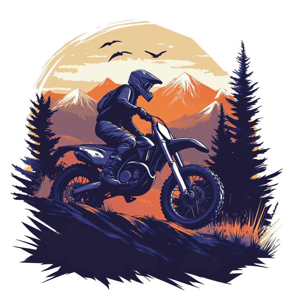 Motocross Rider in Mountain Sunset png
