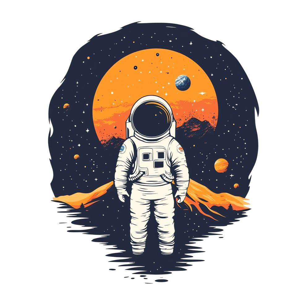 Astronaut in Space Cosmic Landscape png