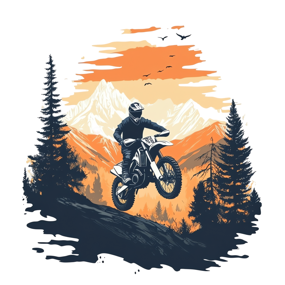 Motocross Mountain Sunset Ride png