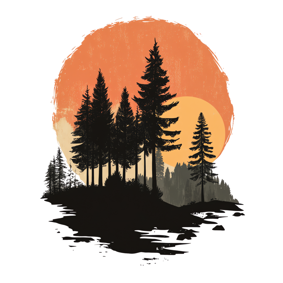 Sunset Forest Silhouette t shirt design png