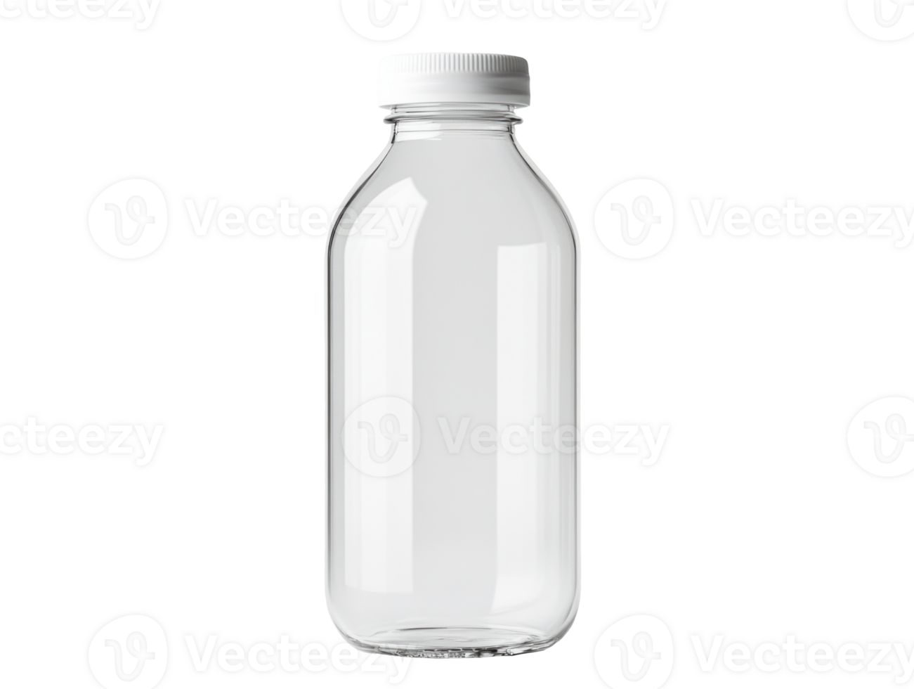 Clear glass bottle for beverage storage and presentation png