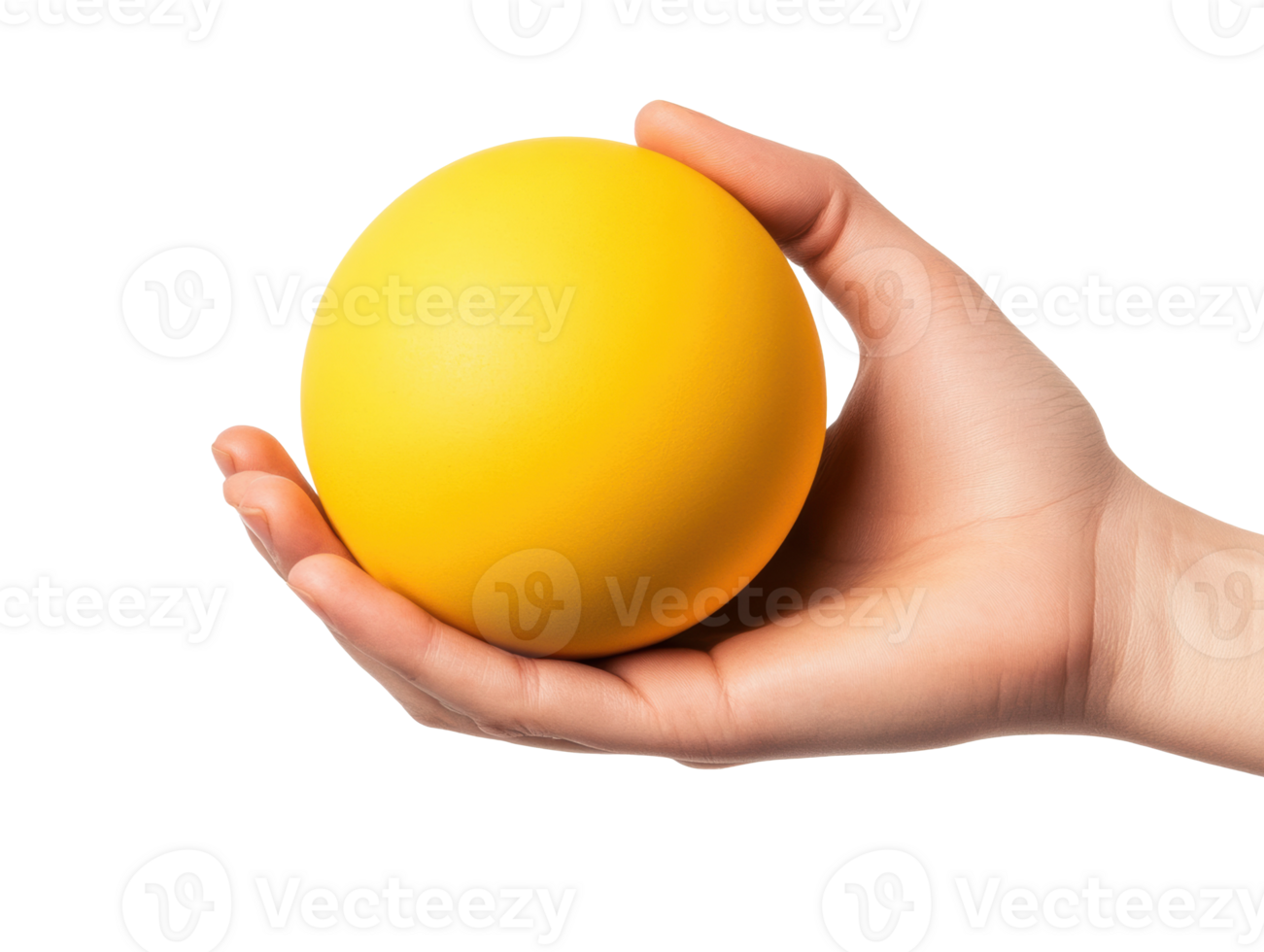 Hand holding a vibrant yellow ball for creative play and leisure png
