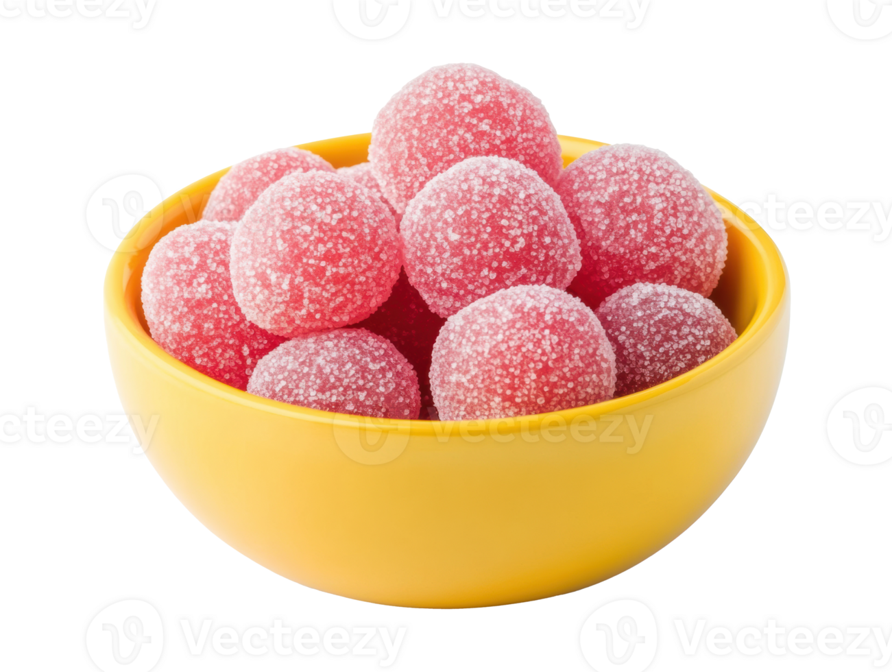 Colorful candy sweets in a bright yellow bowl for dessert enjoyment png
