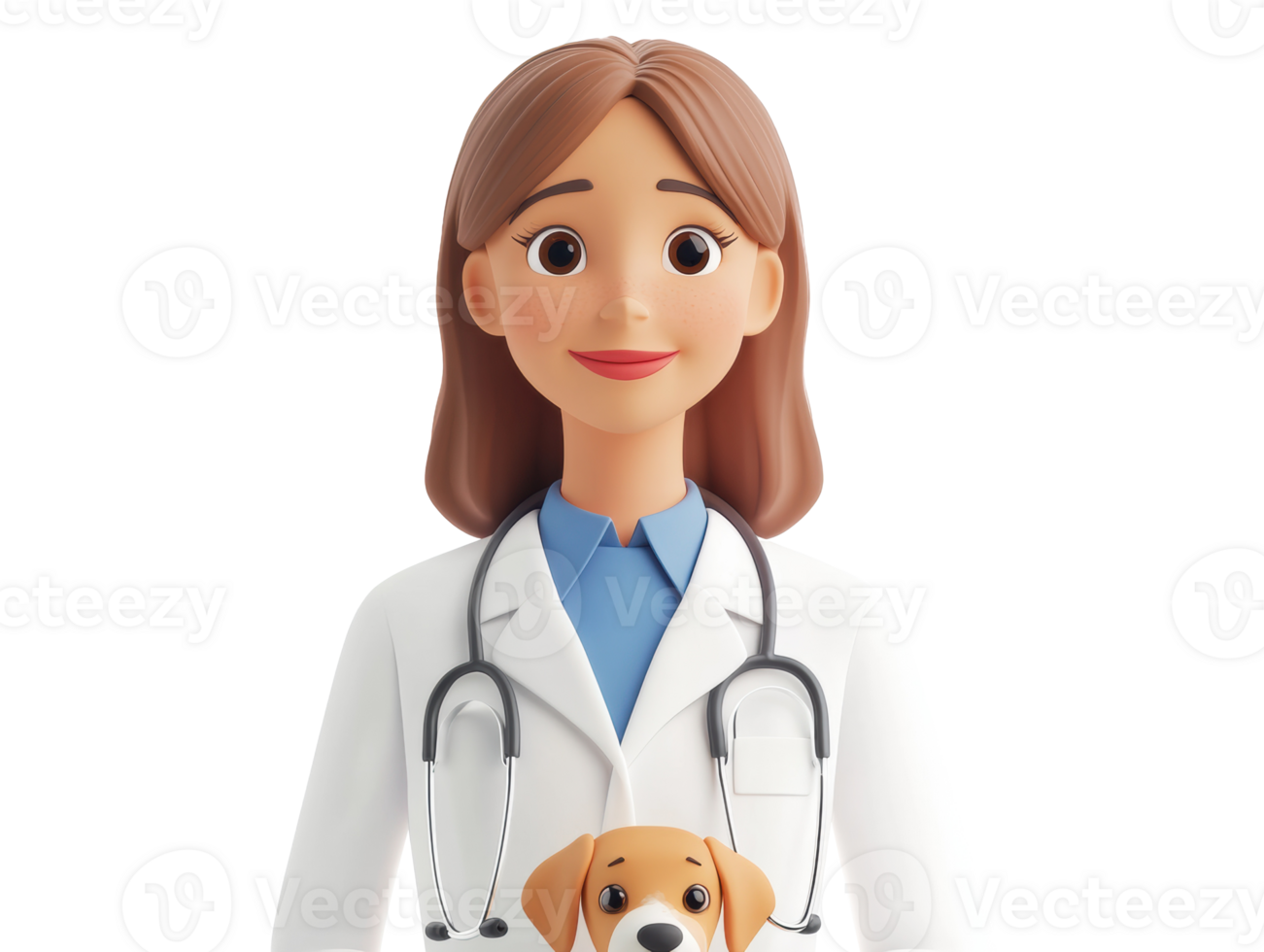 Caring vet and dog ready to help pets and families png