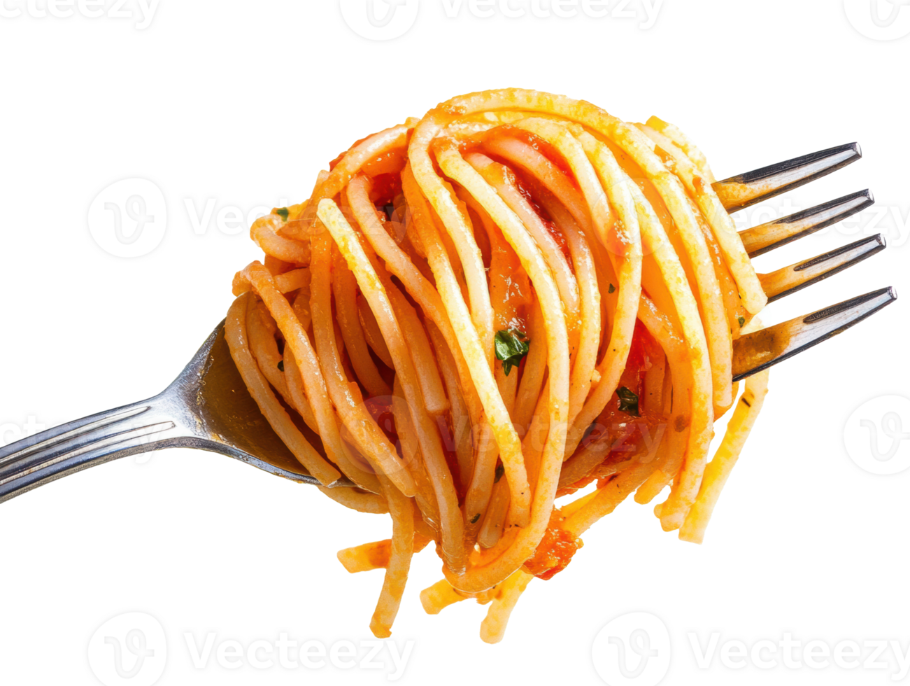 Delicious Italian pasta twirled on a fork ready to serve png