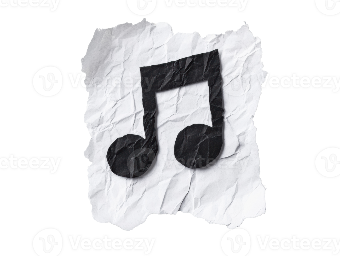 Music note symbol on crumpled paper texture for creative designs png