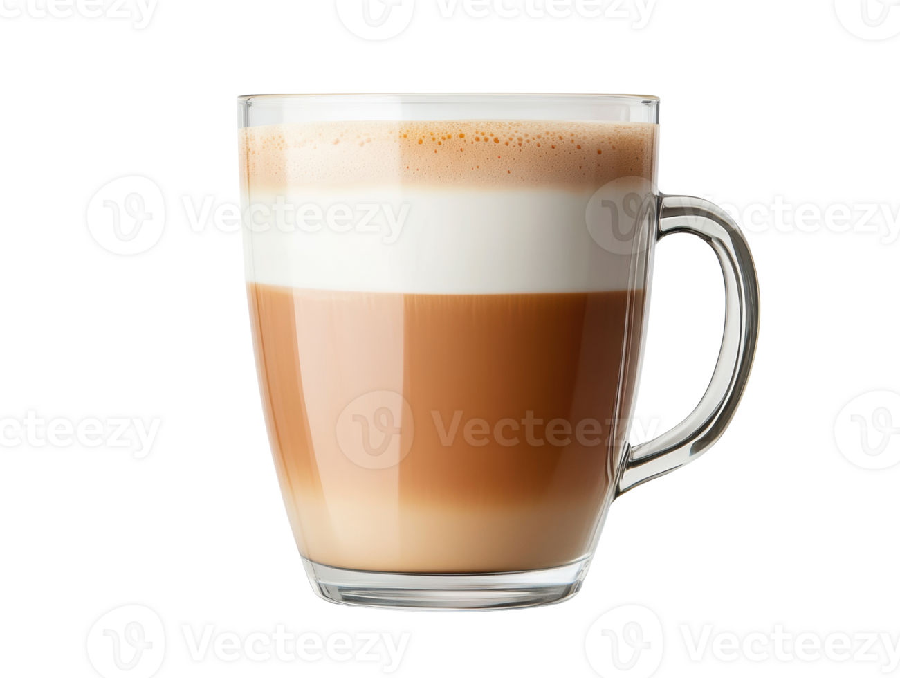 Creamy latte in a clear glass mug served for coffee lovers png