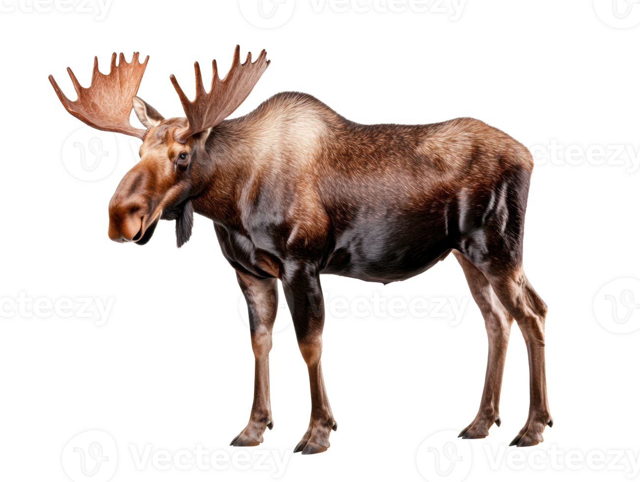 Majestic moose standing in natural pose with antlers in focus png