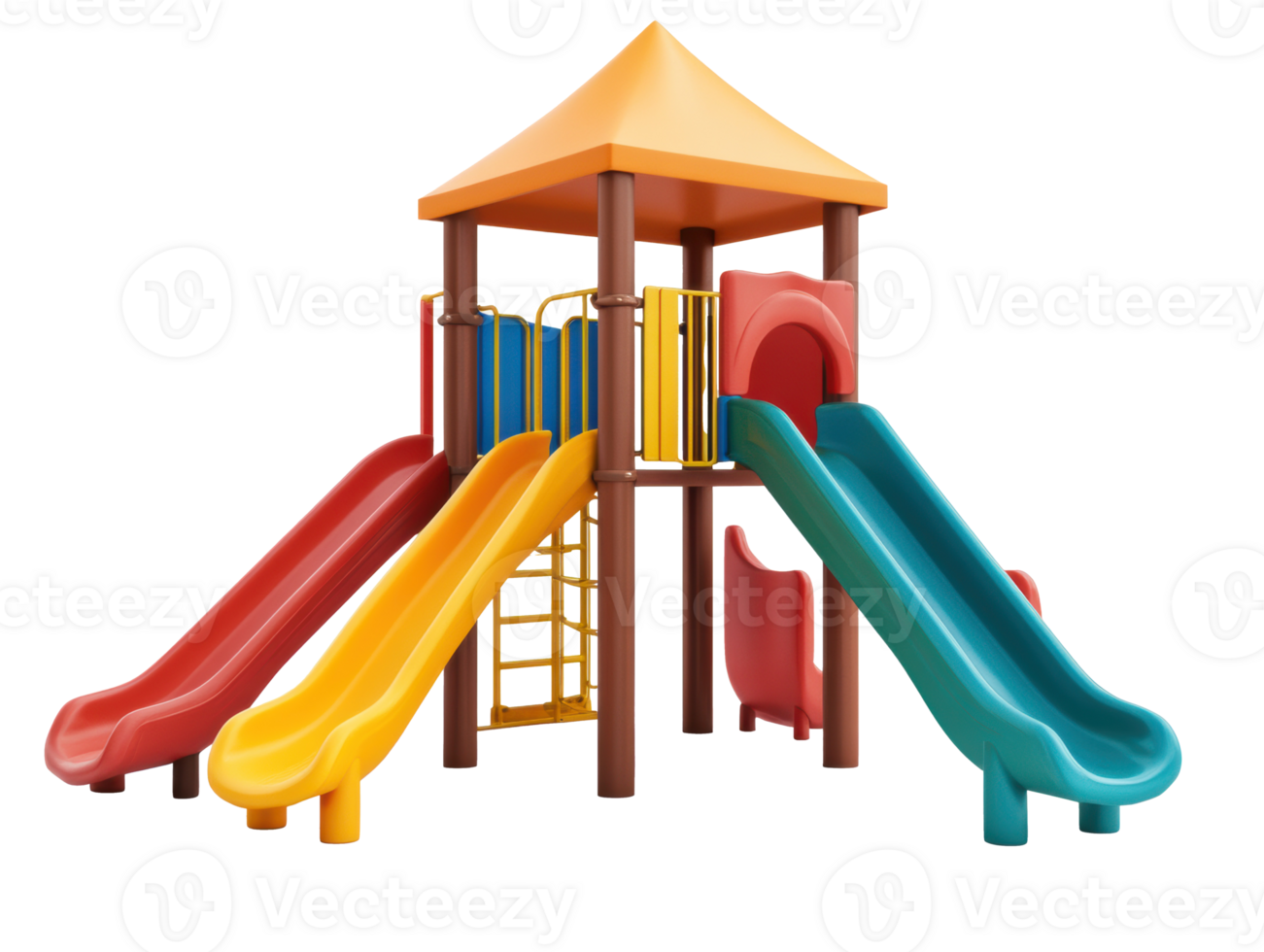 Colorful playset with slides and climbing frame png