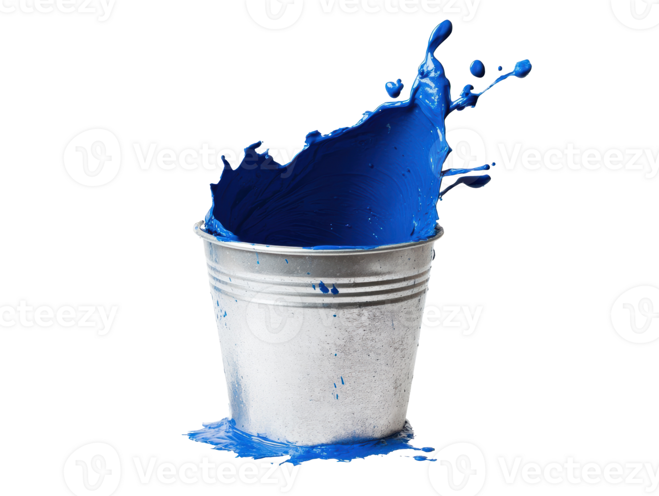Blue paint splashing from a bucket creating an artistic effect png