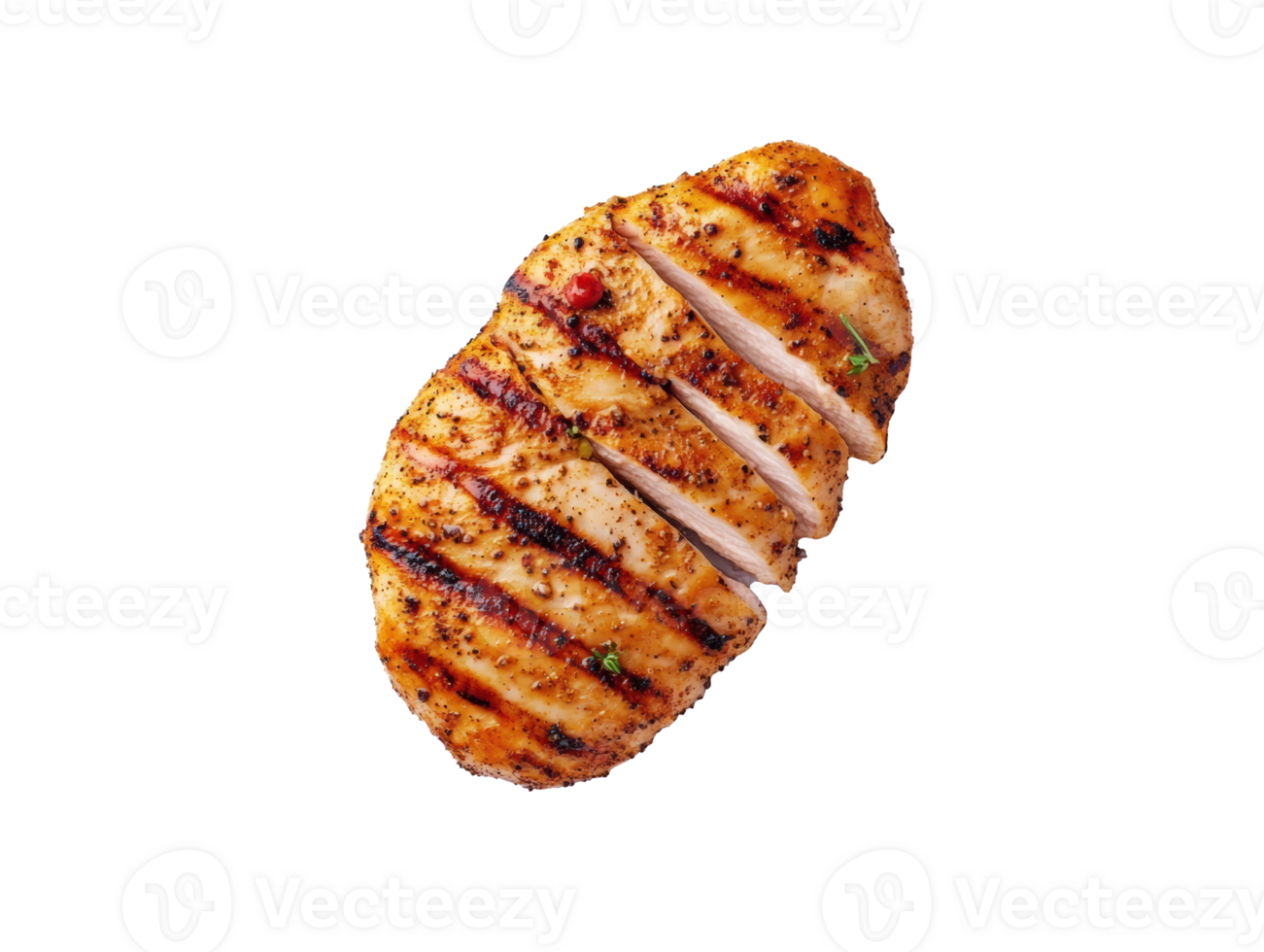 Grilled chicken breast slice with spices for healthy meal prep png