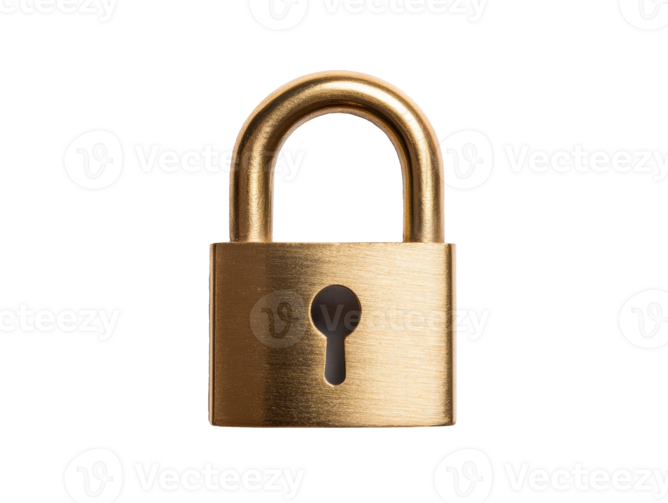 Gold padlock with keyhole for security and protection png
