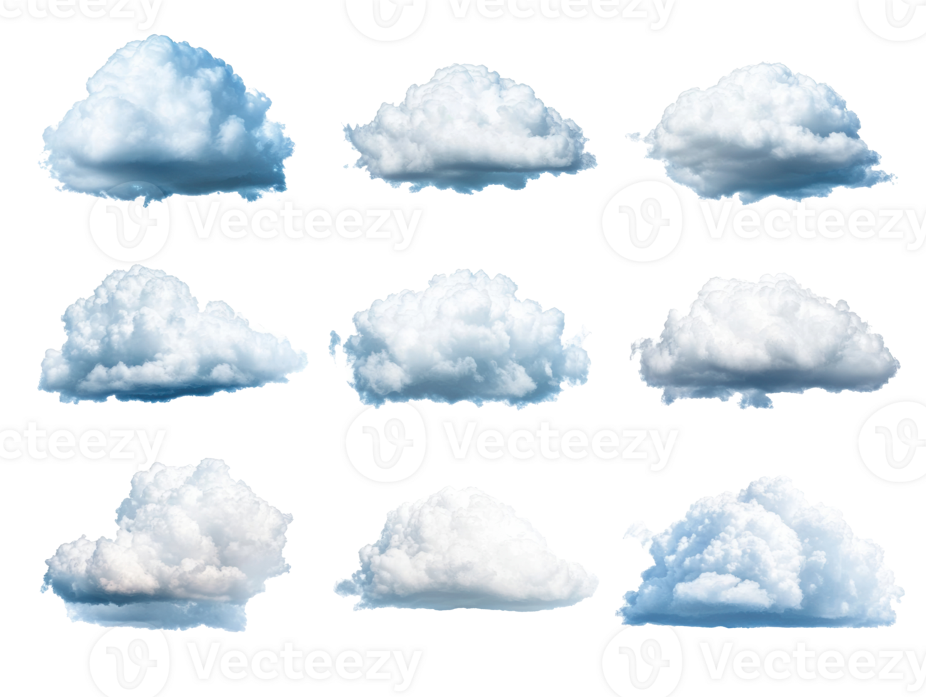 Various cloud formations in a bright blue sky perfect for design use png