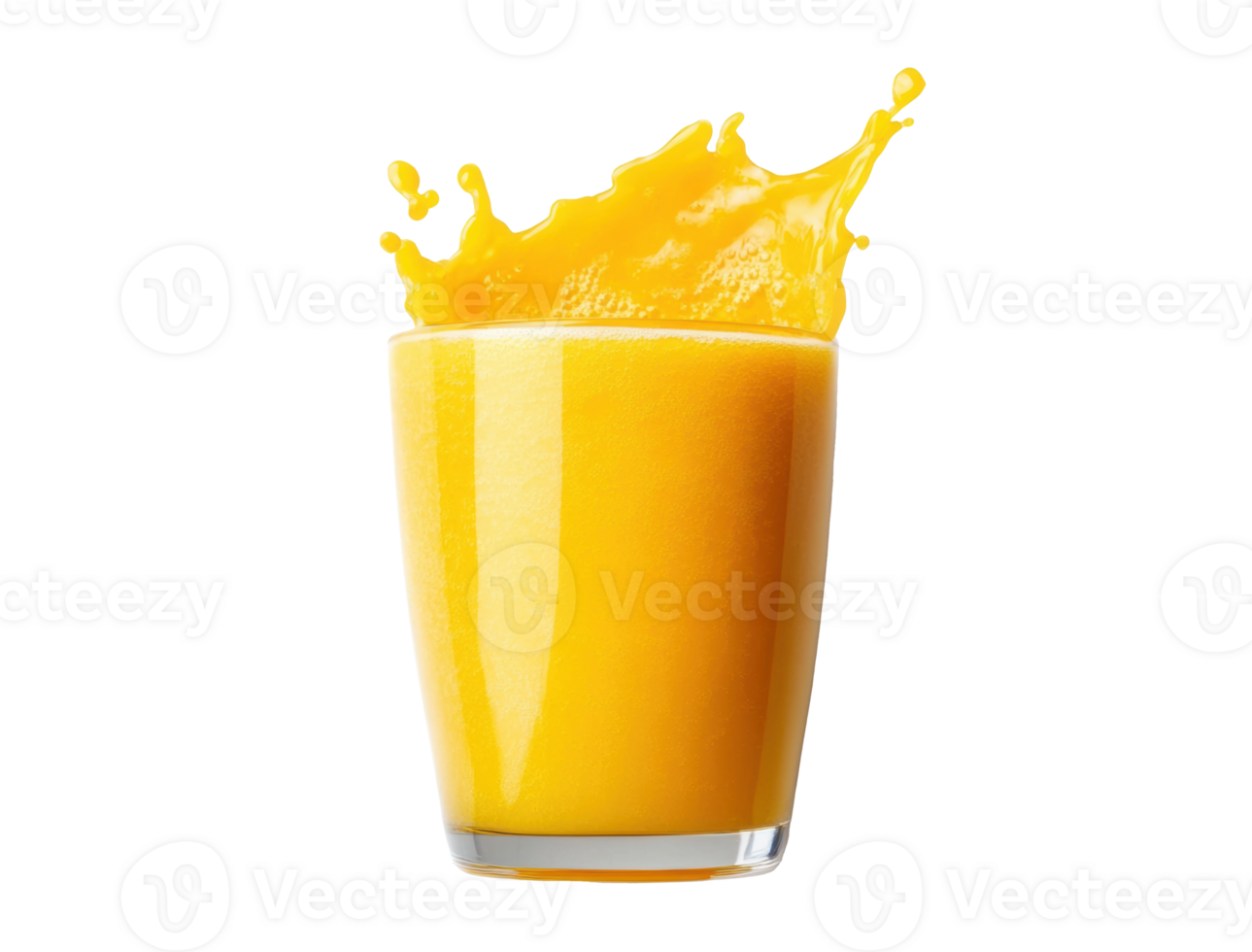 Fresh orange juice splash in a clear glass for refreshing drinks png