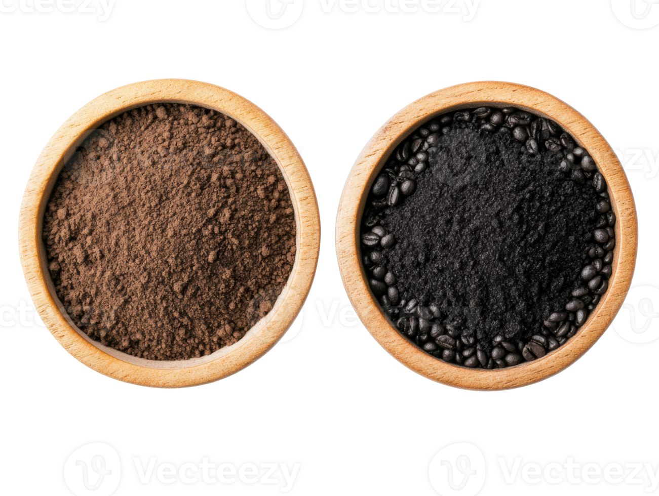 Natural spices for culinary use in wooden bowls png