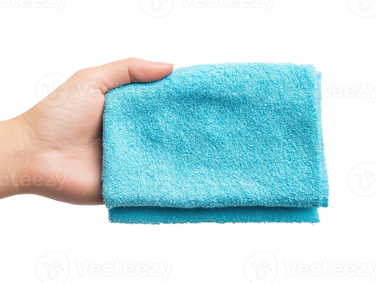 Soft blue cleaning cloth in hand for household tasks and chores png
