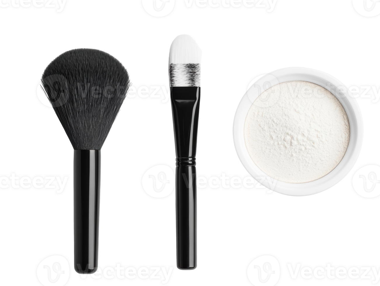Makeup brush set with translucent powder for beauty routine png