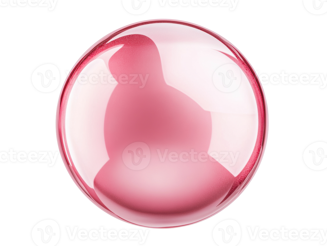 Bright pink sphere reflecting soft light in minimalistic space png