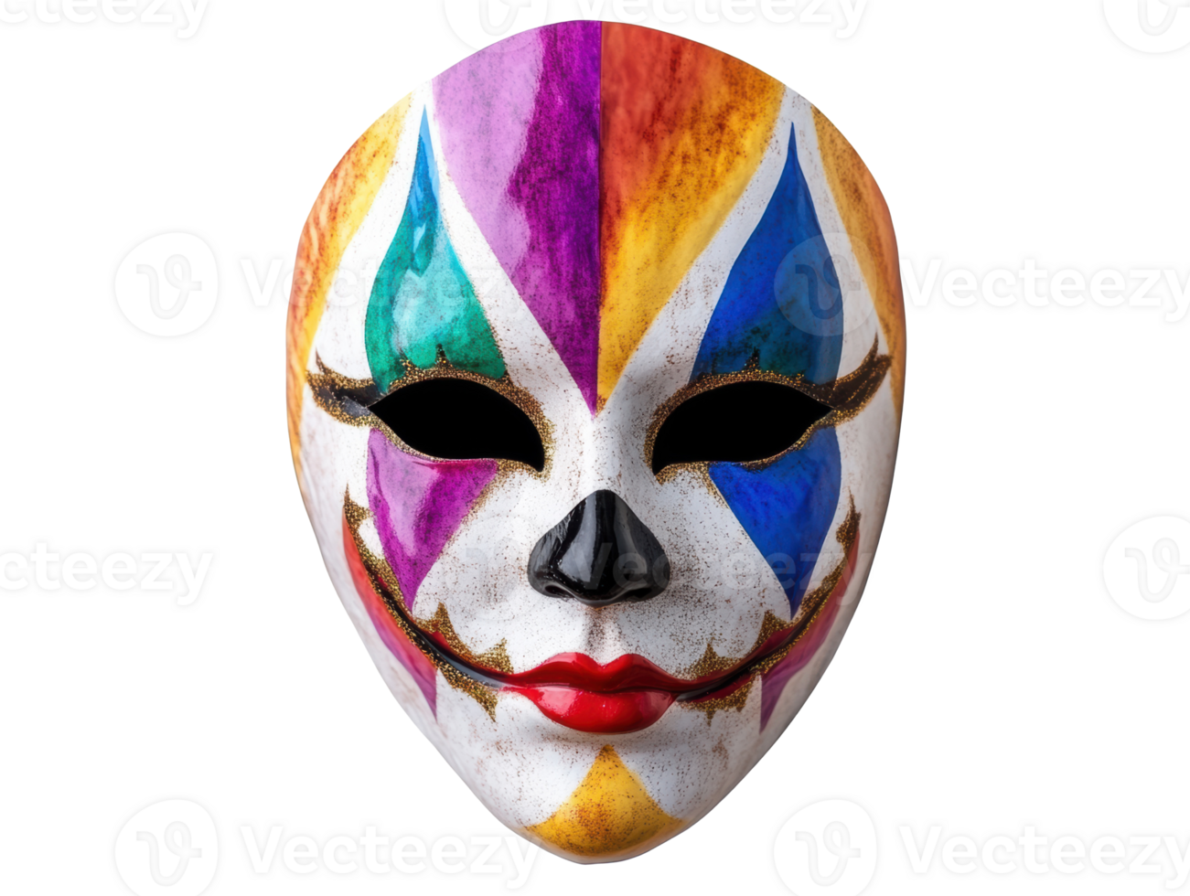 Colorful clown mask for festive celebrations and artistic performances png