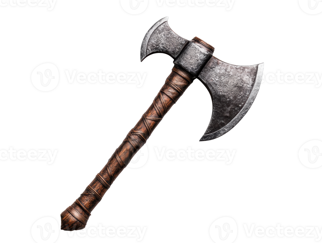 Battle axe with intricate design and sturdy handle for crafting png