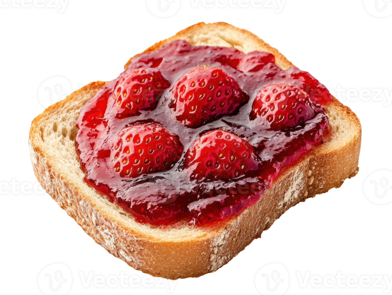 Homemade strawberry jam on toasted slice of bread for breakfast png