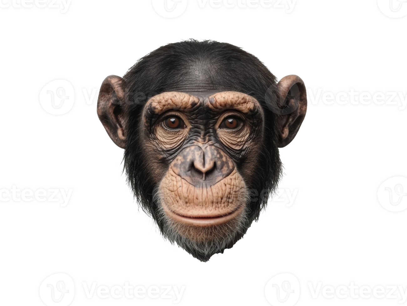 Expressive chimpanzee face for artistic depiction png