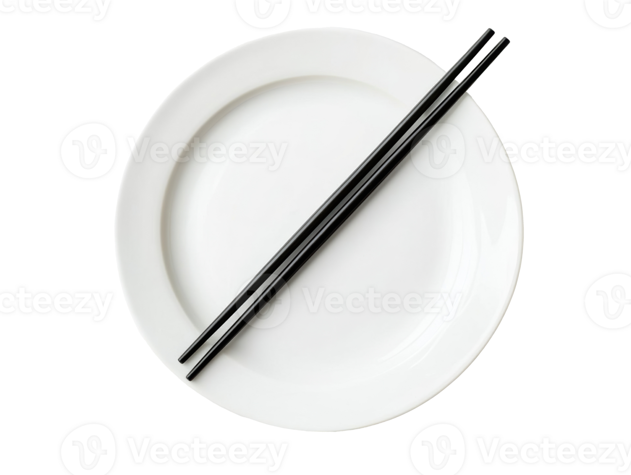 Empty plate with black chopsticks for Asian cuisine dining png