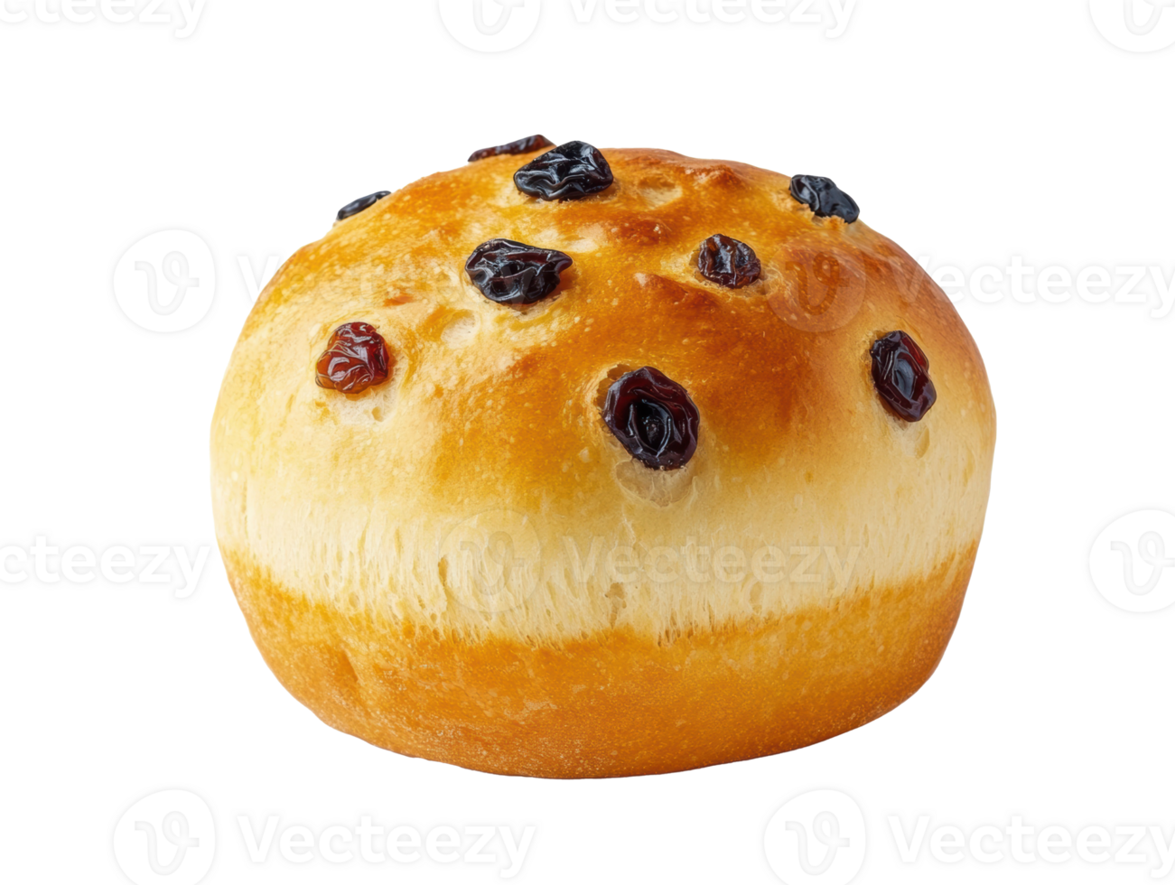 Fluffy raisin bread roll, perfect for breakfast or snacks png
