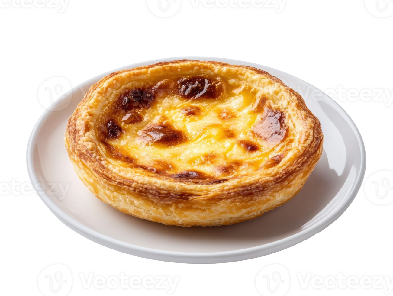 Creamy custard tart on a plate ready for dessert lovers png