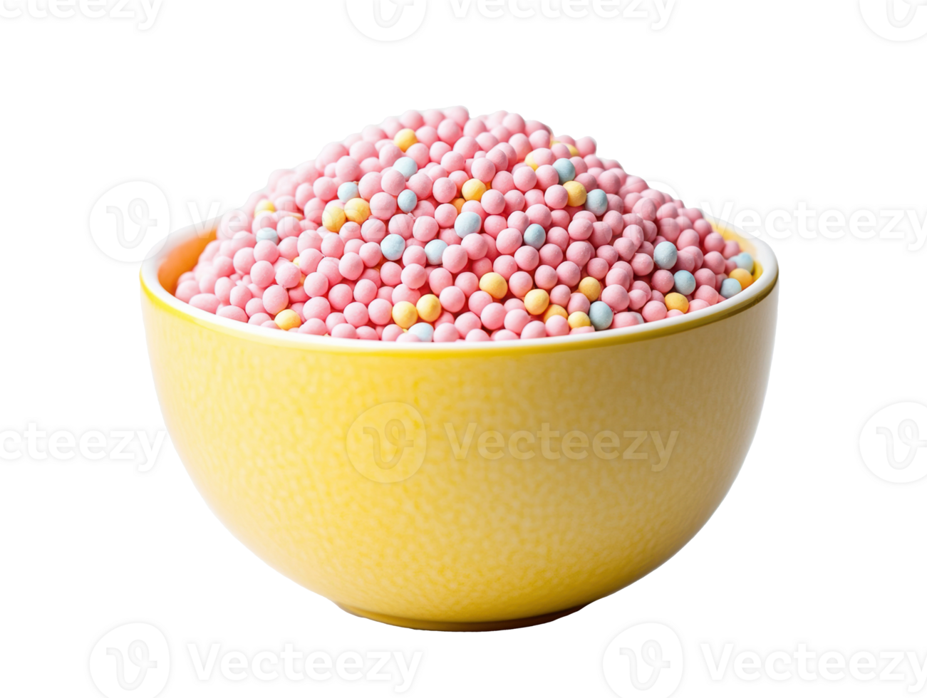 Colorful sprinkles in a yellow bowl for baking and decorating png