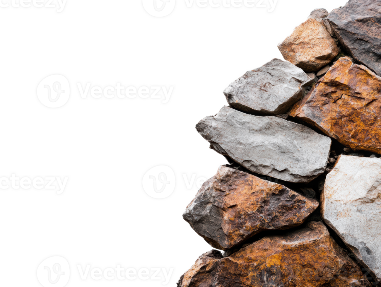 Rustic stone pile for natural landscaping projects and decor png