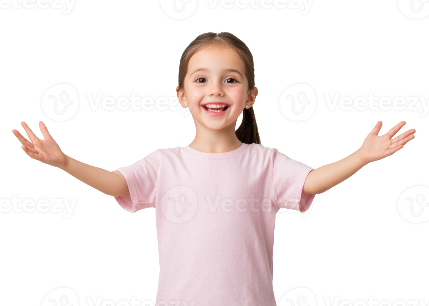 Happy child smiling with open arms expressing joy and warmth png