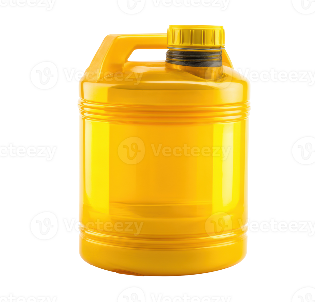 Yellow plastic container for liquid storage in industrial setting png