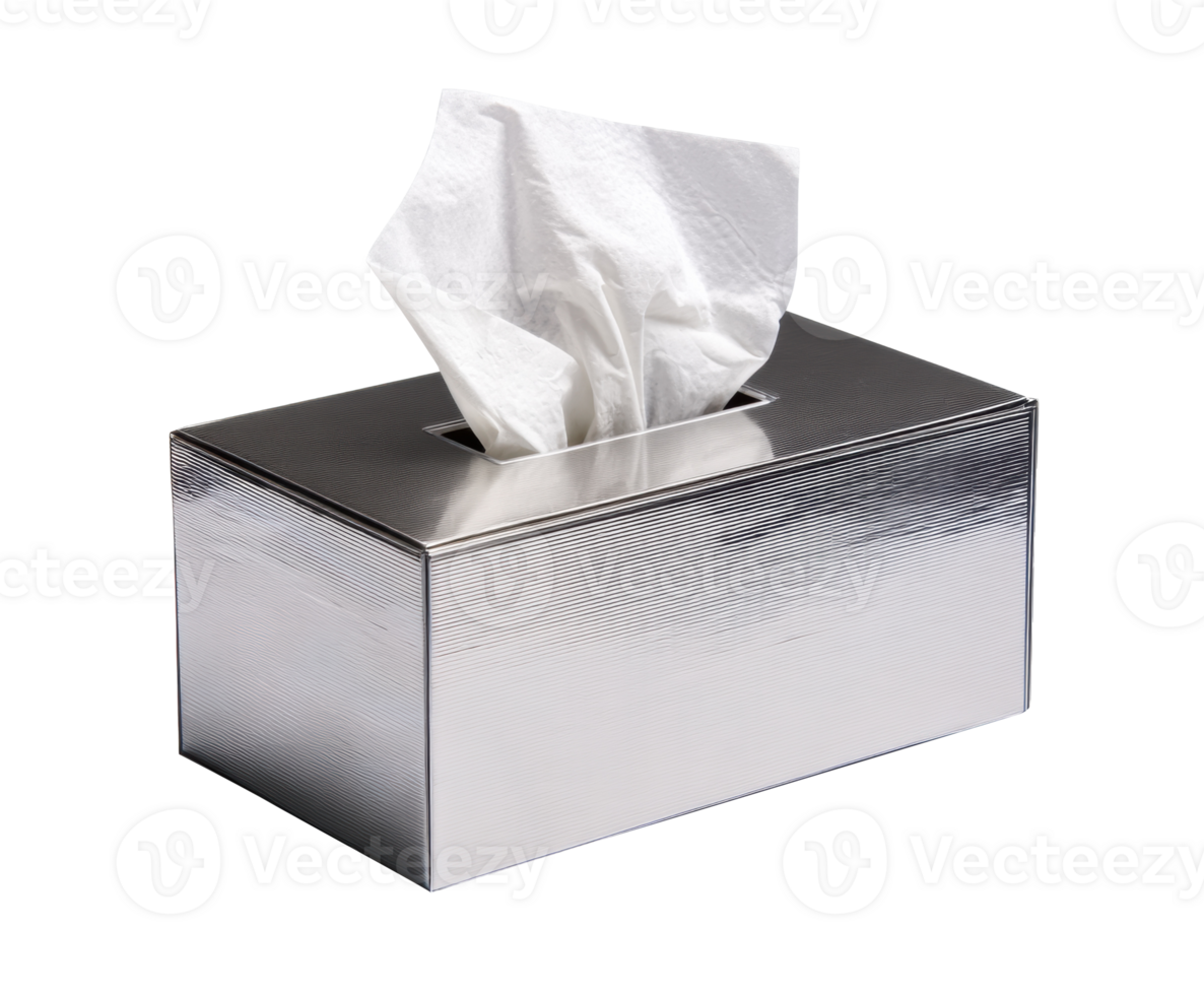 Silver tissue box for home or office use with textured design png
