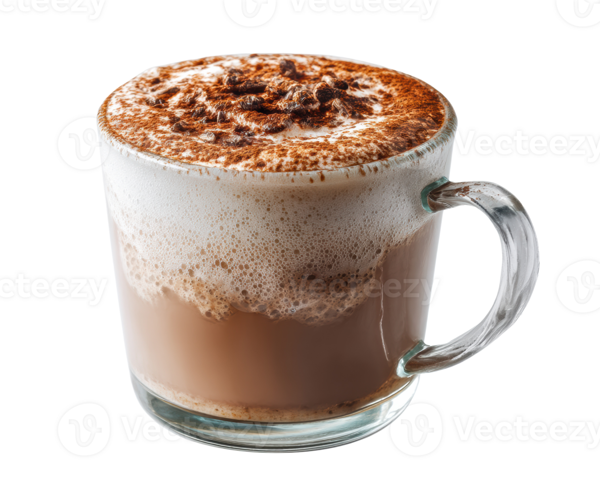Creamy coffee drink with frothy milk and chocolate sprinkles png