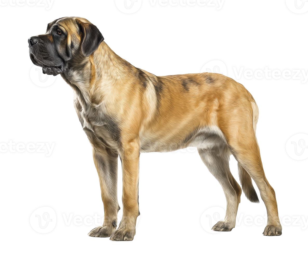 Majestic bullmastiff standing gracefully in profile view png
