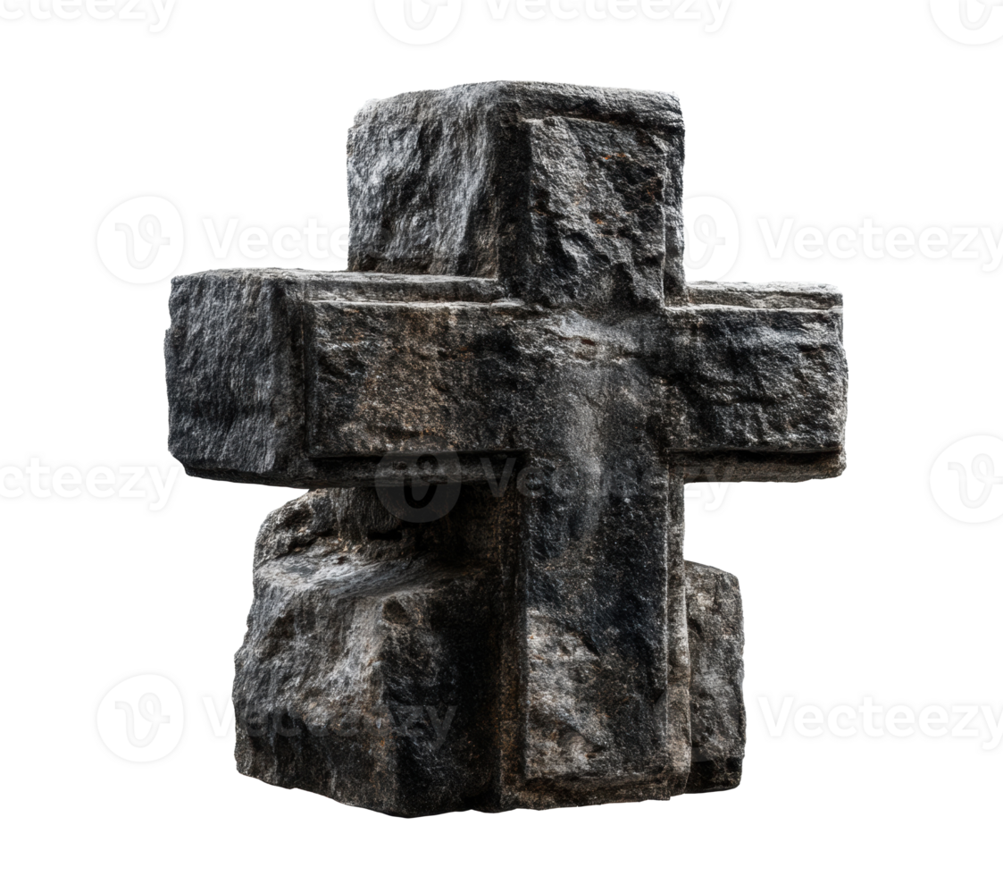 Stone cross monument for religious remembrance and reflection png