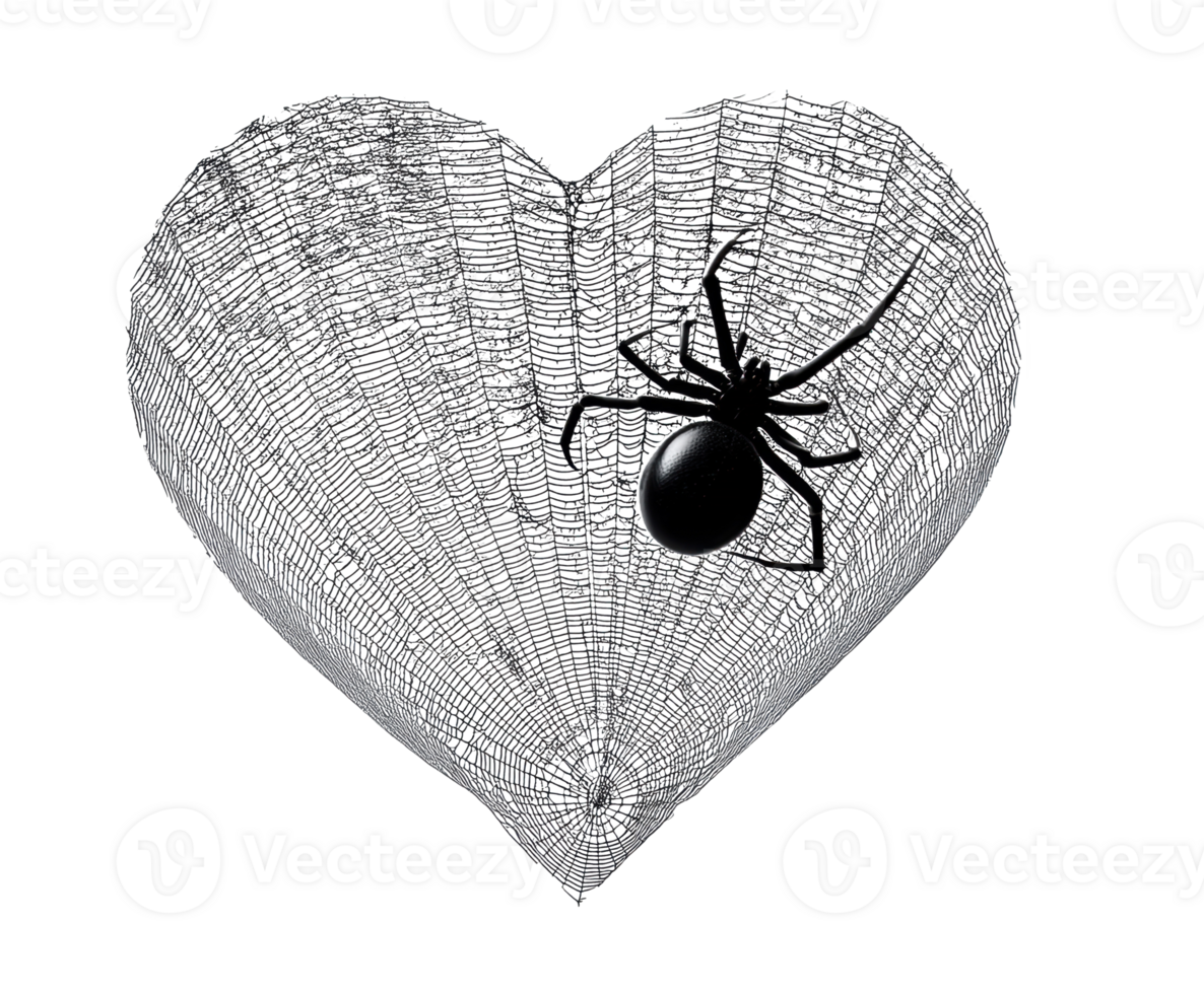 Heart shape with a spider illustration symbolizing love and fear png