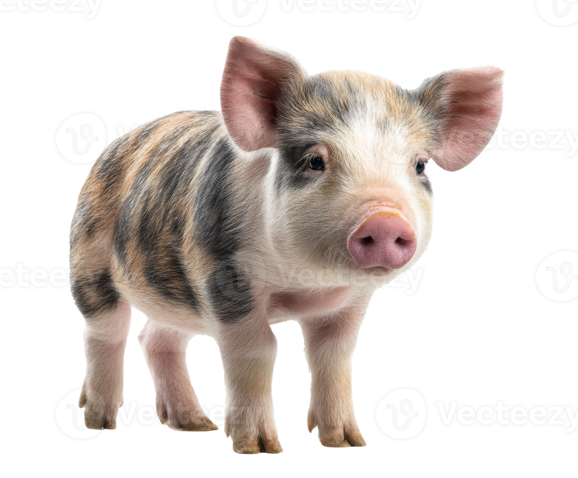 Cute piglet standing in a playful pose on a light background png