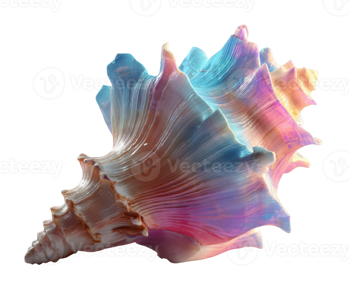 Colorful seashell with iridescent patterns for creative projects png