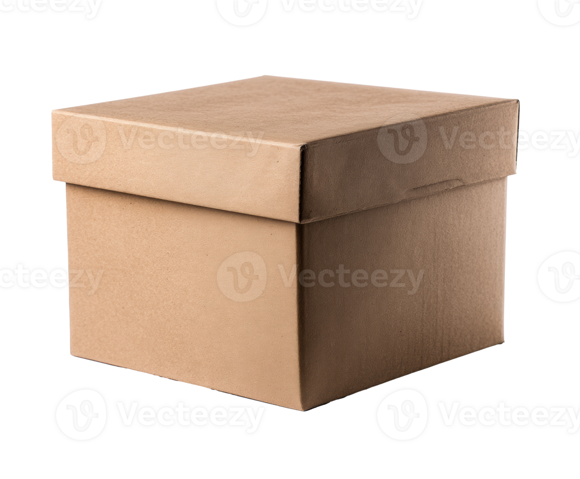 Brown cardboard box for storage and shipping purposes png