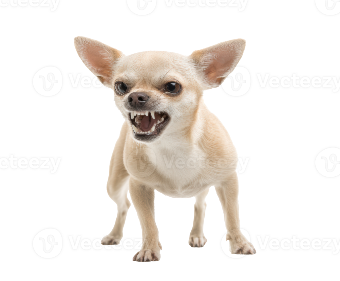 Aggressive chihuahua displaying fierce expression in studio setting png