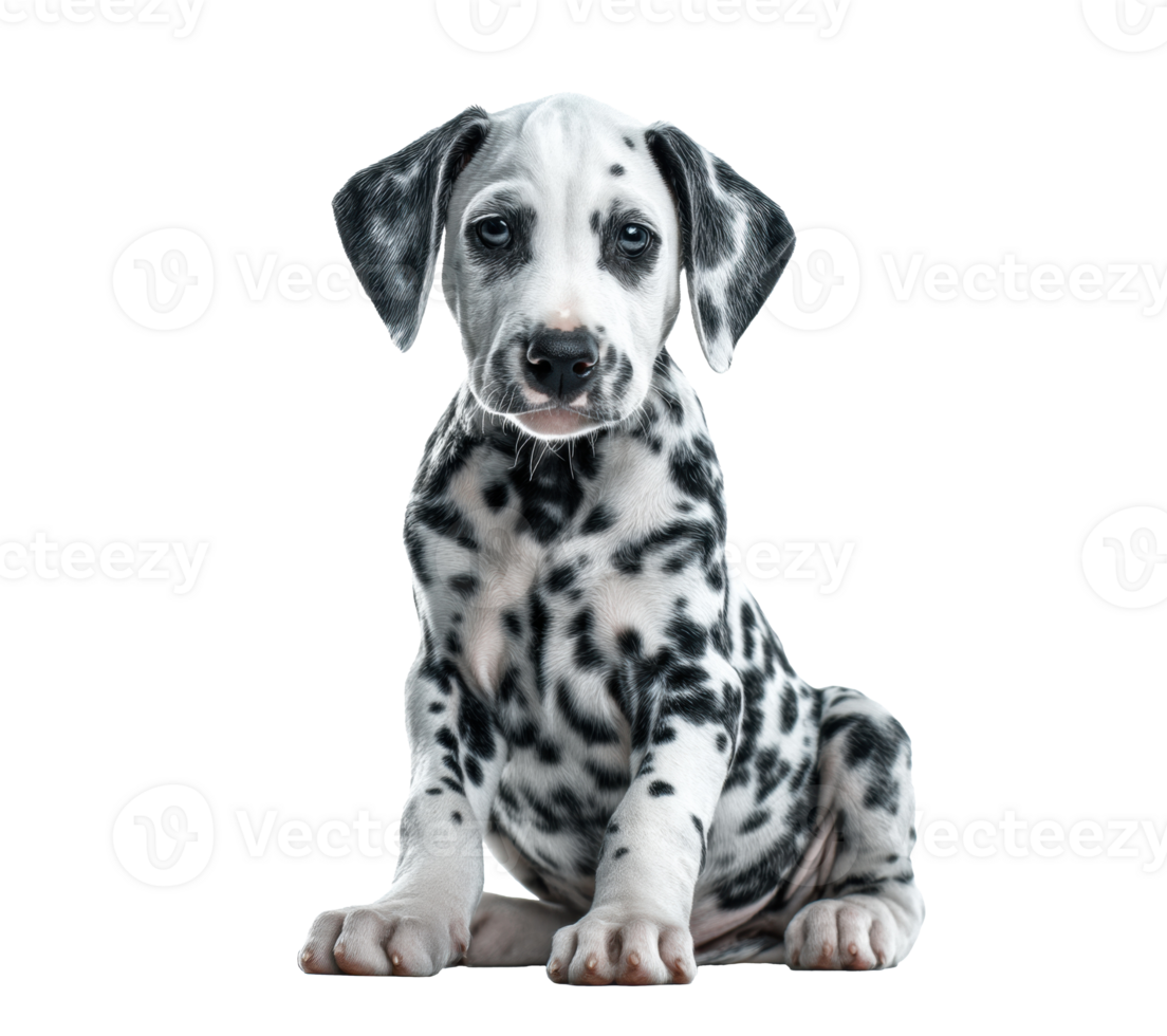 Dalmatian puppy sitting and looking adorable in a playful pose png