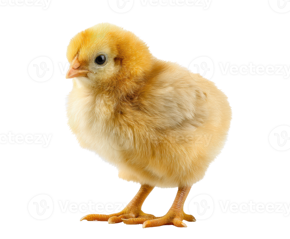Cute yellow chick standing on its feet in a playful posture png