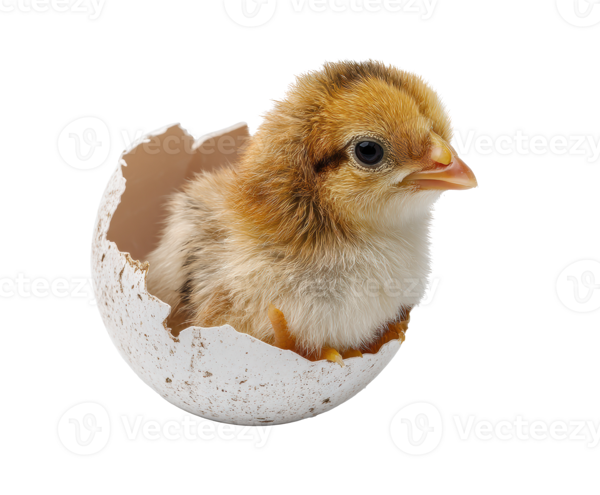 Newborn chick emerging from eggshell in springtime png