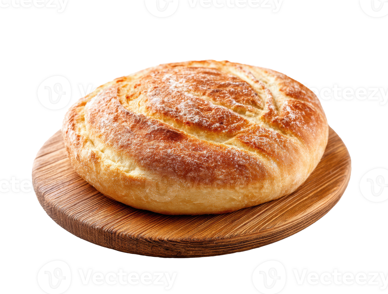 Freshly baked artisan bread on wooden board perfect for meals png
